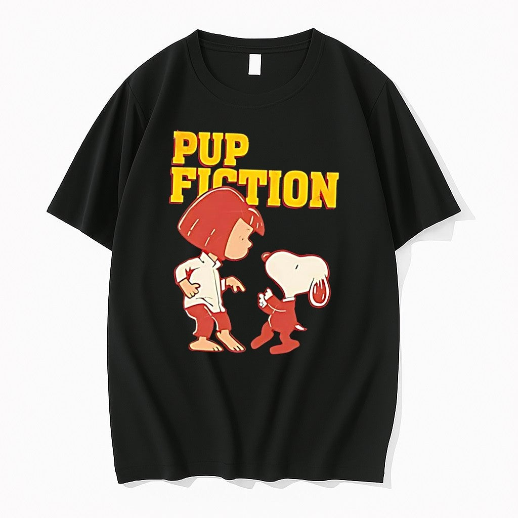 Original Peanuts Pup Fiction Black Tshirts Jpg