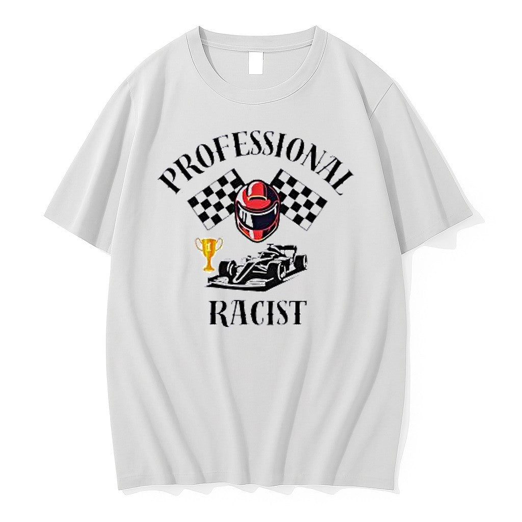 Original Professional Racist Car Racing Helmet Checkered Flags Trophy Tshirts