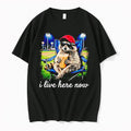Original Raccoon Drink Milk Tea I Live Here Now Meme Tshirts Jpg