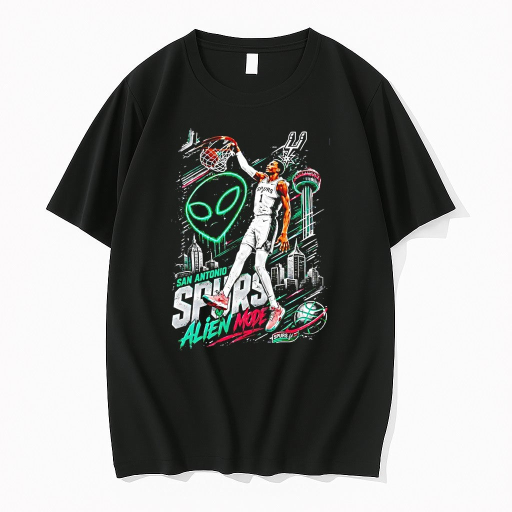 Original San Antonio Alien Mode Futuristic Basketball Dunk Wemby Tshirts Jpg