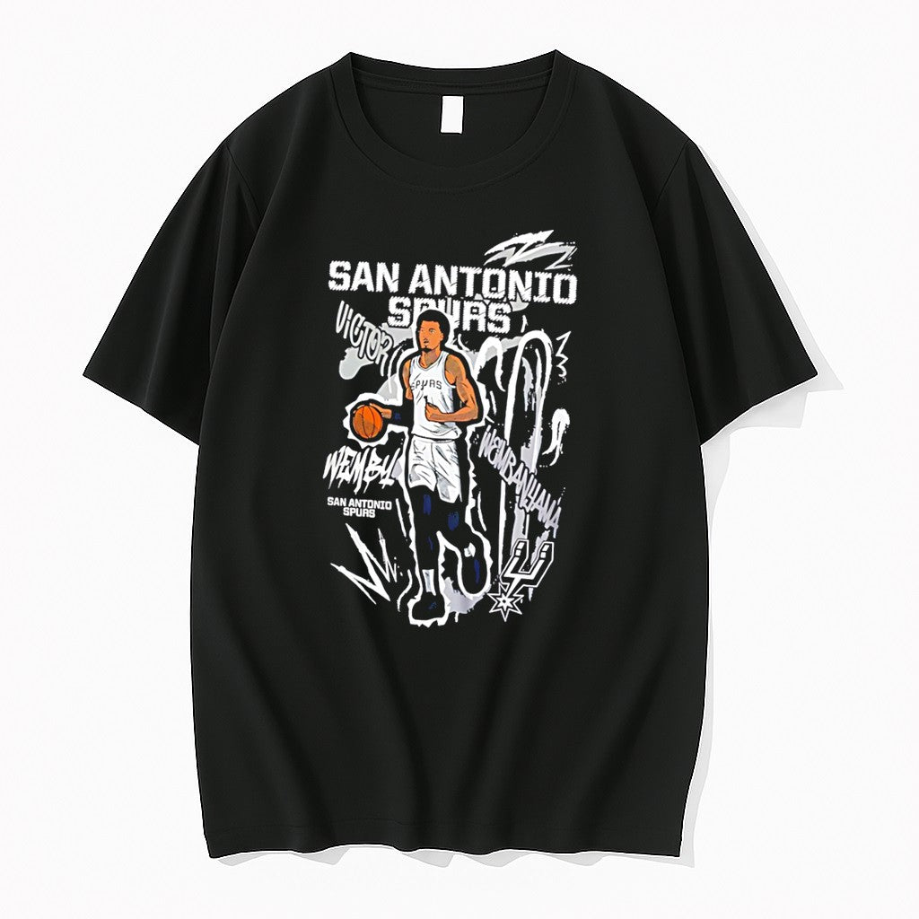 Original San Antonio Spurs Victor Wembanyama Wemby Holding Ball Illustration Tee Tshirts