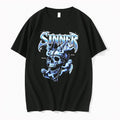 Original Sinner Chrome Lettering Skull And Angels Black Tshirts Jpg