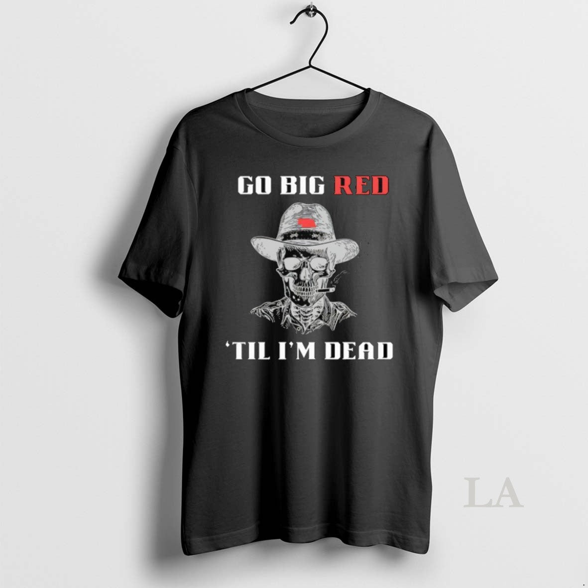 Original Skeleton Smoking Go Big Red Til Im Dead