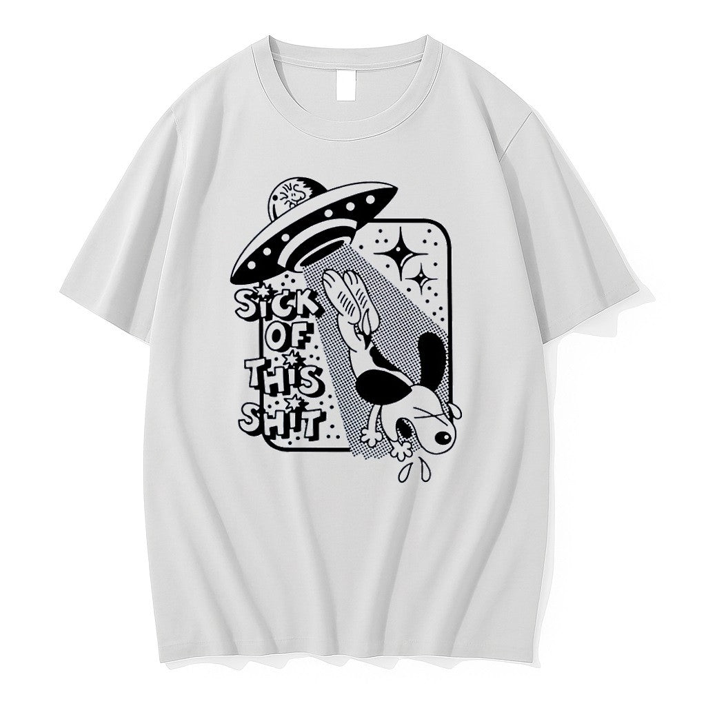 Original Snoopy Gets Abducted Sick Of This Shit Snoopy White Tshirts Jpg