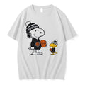 Original Snoopy And Woodstock Holding Basketballs San Antonio White Tshirts Jpg