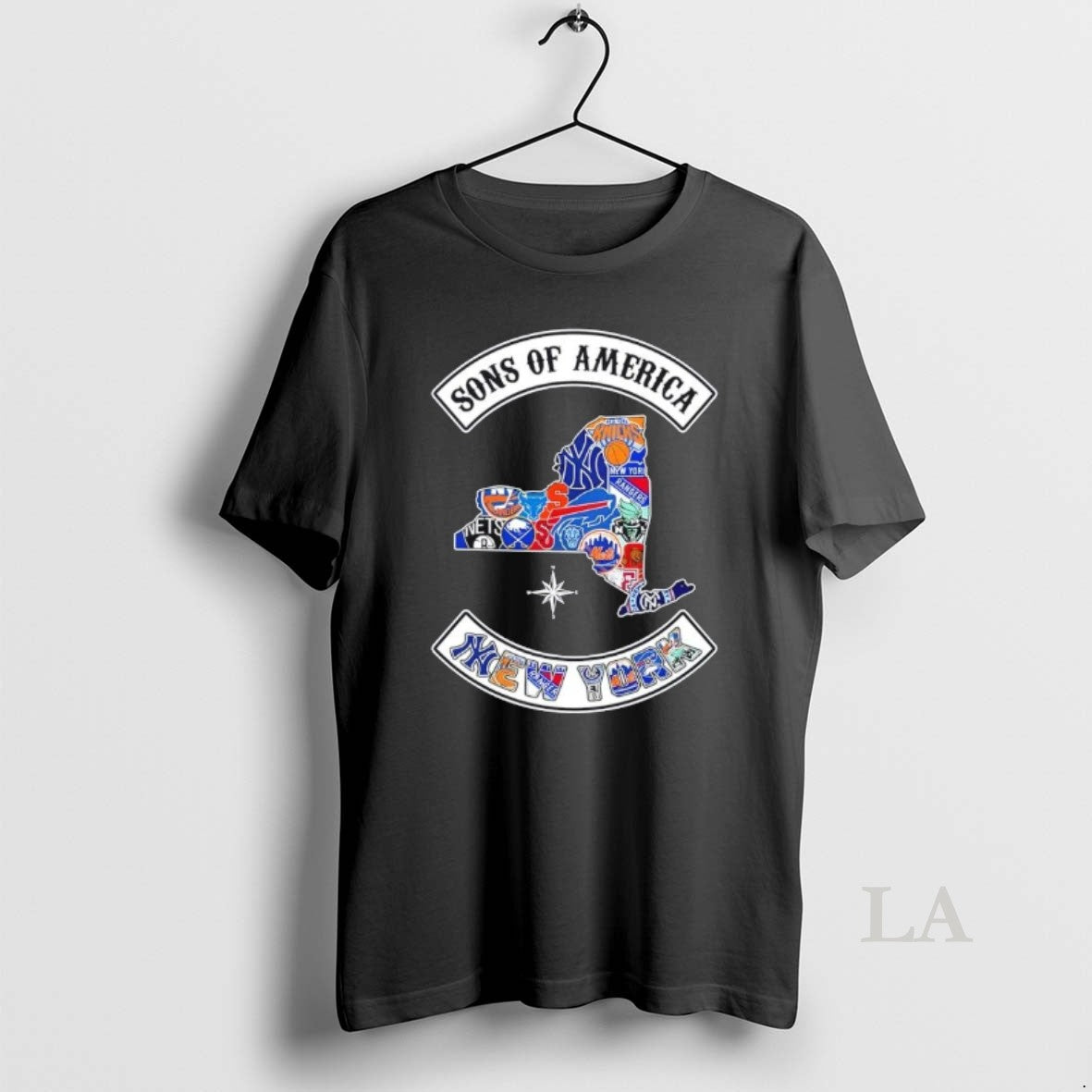 Original Son Of America New York Map Sports Logos Combine T-Shirts, Hoodie, Sweatshirt | CoreVibeTees.com