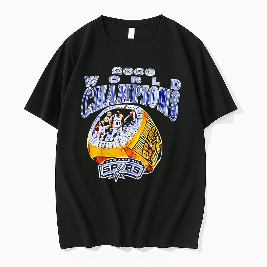 Original Spurs 2003 World Champions San Antonio Spurs Black Tshirts Jpg