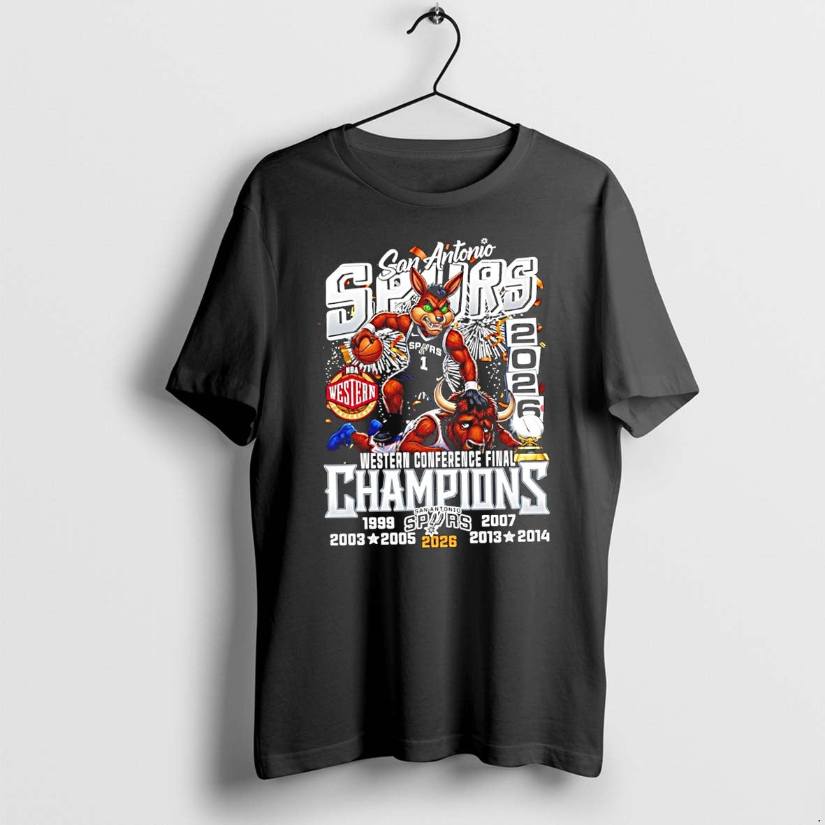 Original Spurs Beat Thunder 2026 Western Conference Final Champions 7 Time Mascot Tshirts