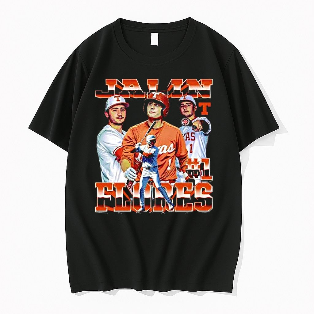 Original Texas Longhorns Ncaa Baseball Jalin Flores Collage Tshirts Jpg