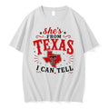 Original Texas Tech Red Raiders Fan Clothing Shes From Texas I Can Tell Text Tshirts