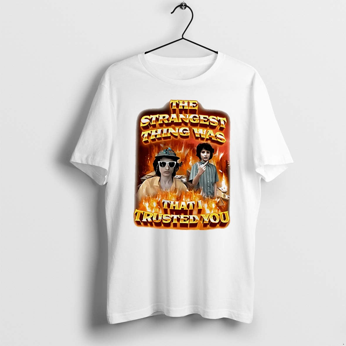 Original The Strangest Thing Was That I Trusted You Man Middle Finger Tee Tshirts