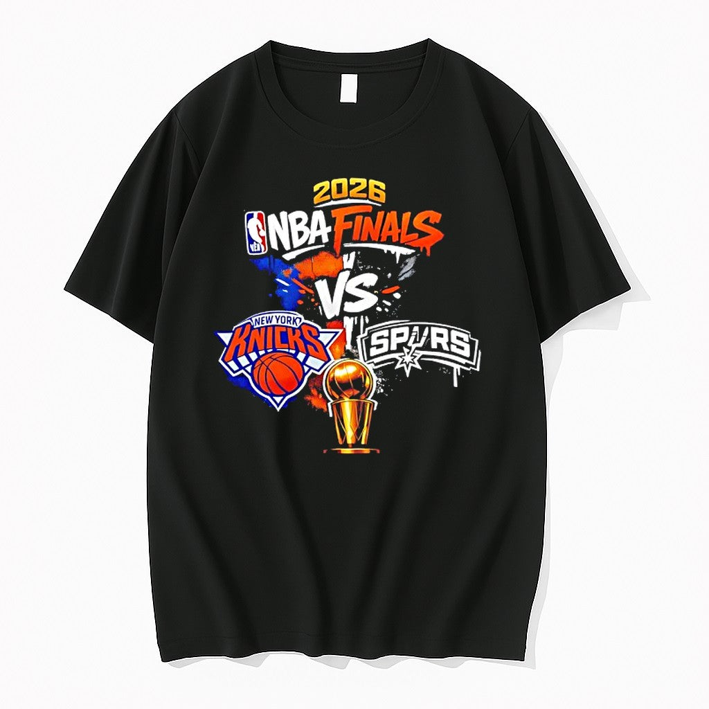 Original Trophy New York Knicks Vs San Antonio Spurs Basketball Nba 2026 Finals Tshirts