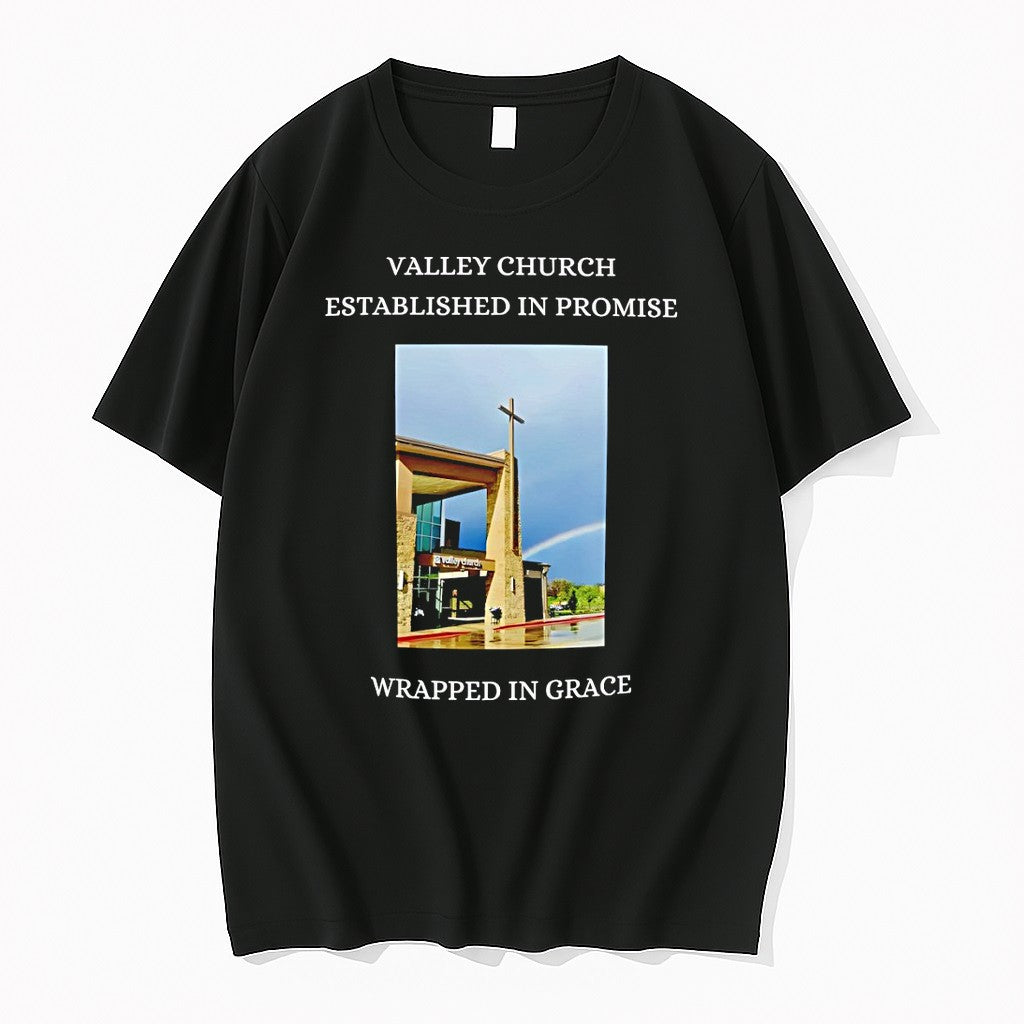 Original Valley Church Established In Promise Wrapped In Grace Tshirts Jpg
