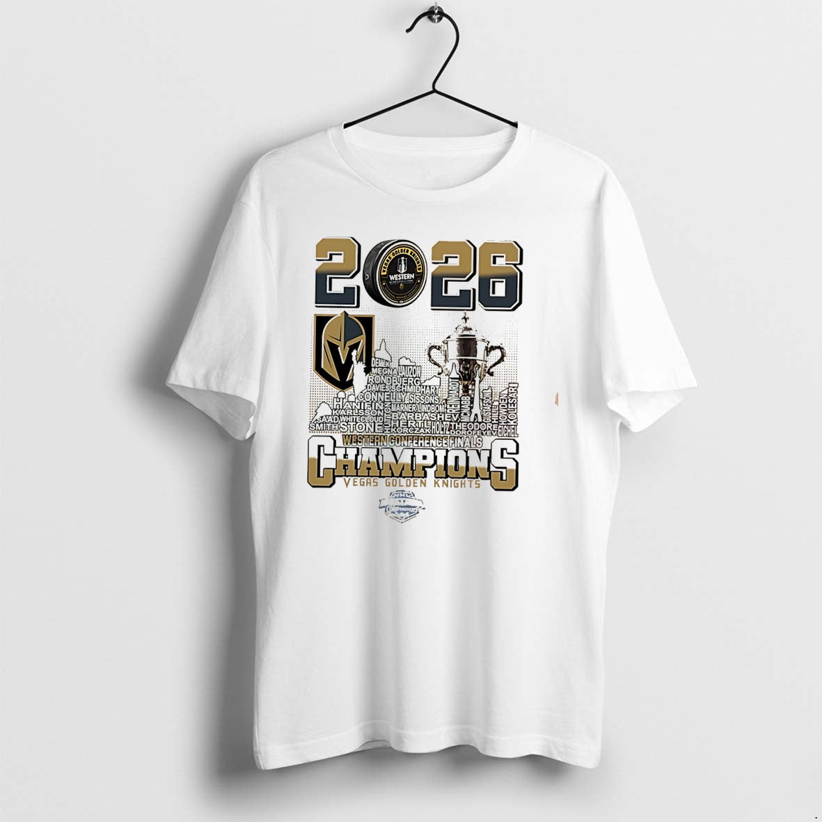 Original Vegas Golden Knights 2026 Western Conference Champions Skyline Tee Tshirts