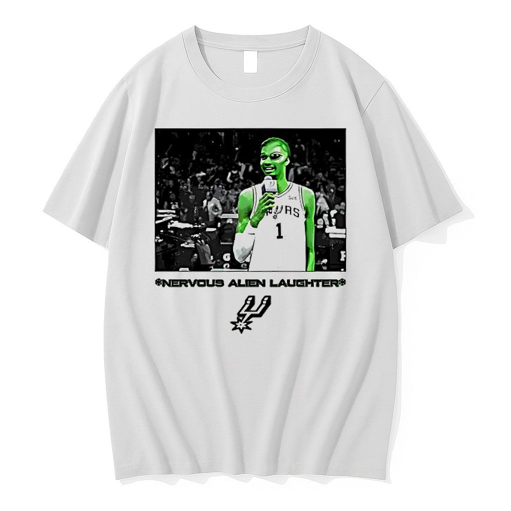Original Victor Wembanyama San Antonio Spurs Nba Nervous Alien Laughter Tshirts