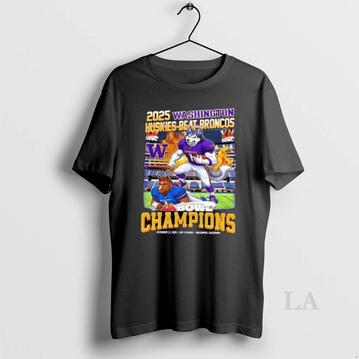 Original Washington Huskies Beat Broncos 2025 La Bowl Champions Mascot T-Shirts, Hoodie, Sweatshirt | CoreVibeTees.com