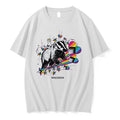 Original Wisconsin Cat Wearing A Cheese Hat Riding A Badger Pride Rainbow Stars White Tshirts