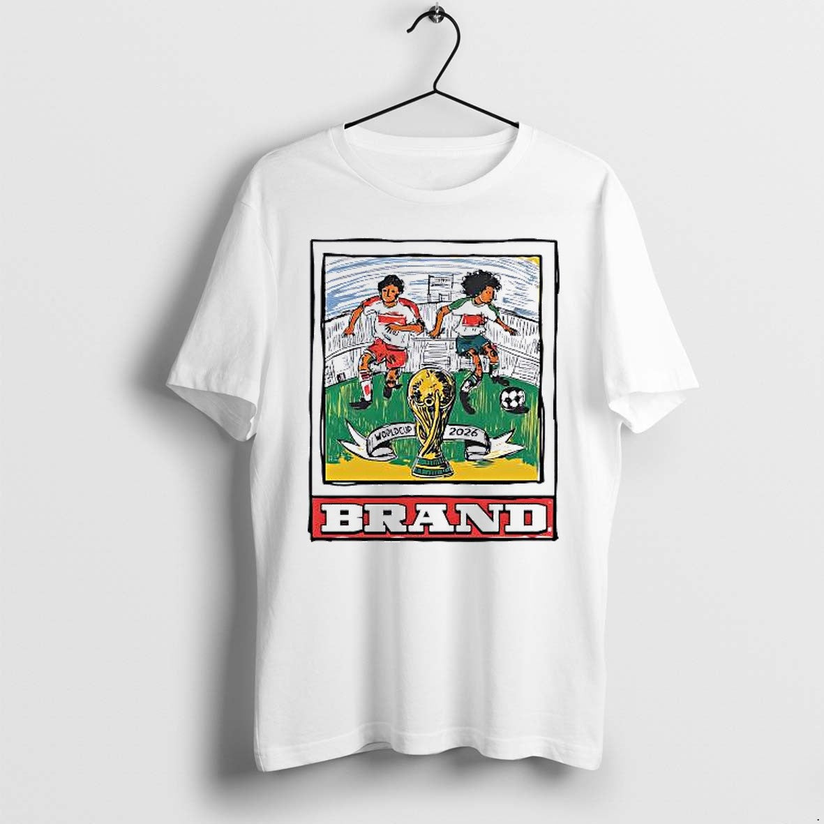 Original World Cup 2026 Soccer Players With Trophy And Brand Tshirts Jpg