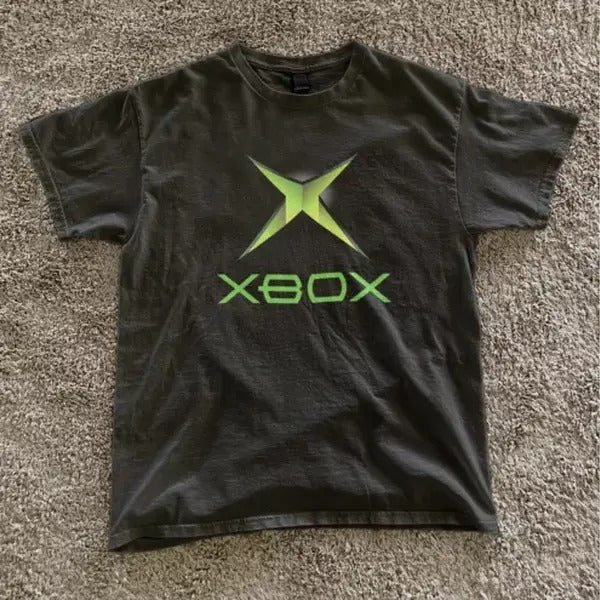 Original X.box logo green black tee - Vintage Gaming Shirt Y2k X.box 360 retro