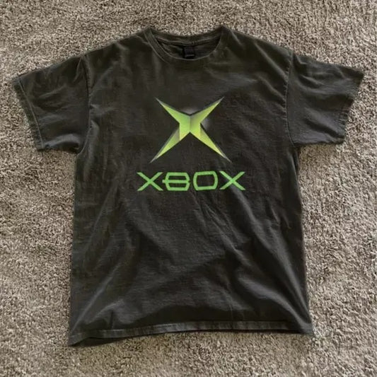 Original X.box logo green black tee - Vintage Gaming Shirt Y2k X.box 360 retro