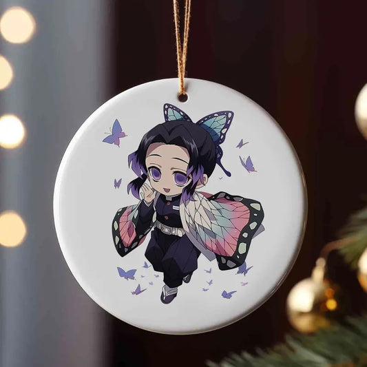 Ornament Shinobu for Christmas, Demon Slayer Ornament, The anime hanger Christmas Tree, Christmas Gift, Anime Christmas Gift
