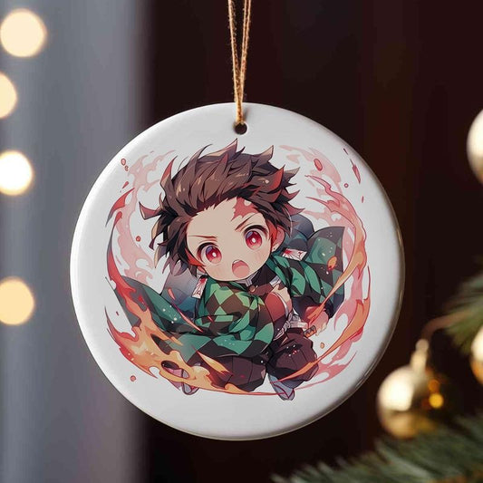 Ornament Tanjiro for Christmas, Demon Slayer Ornament, Kimetsu No Yaibai Gift, The anime hanger Christmas Tree, Christmas Gift, Anime Christmas Gift