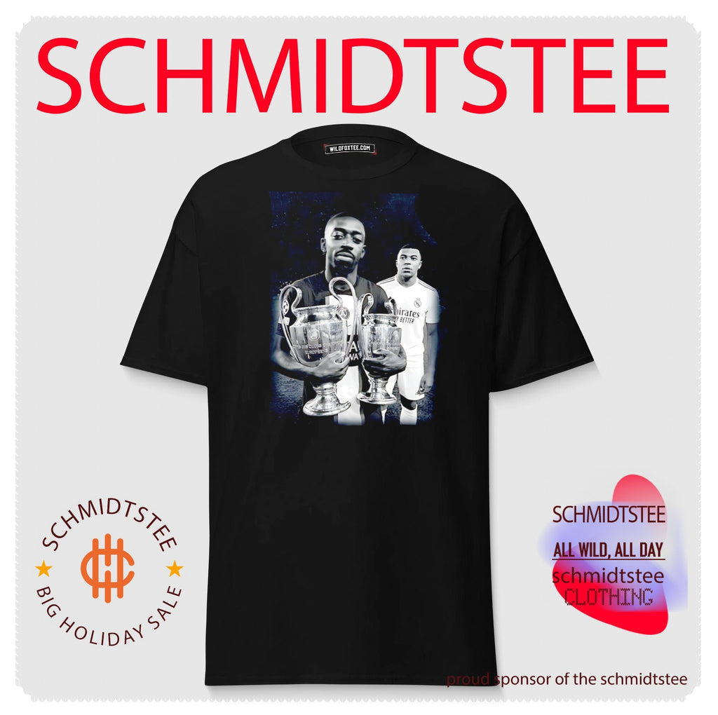 Ousmane Dembele and Kylian Mbappe Paris Saint Germain double trophies shirt