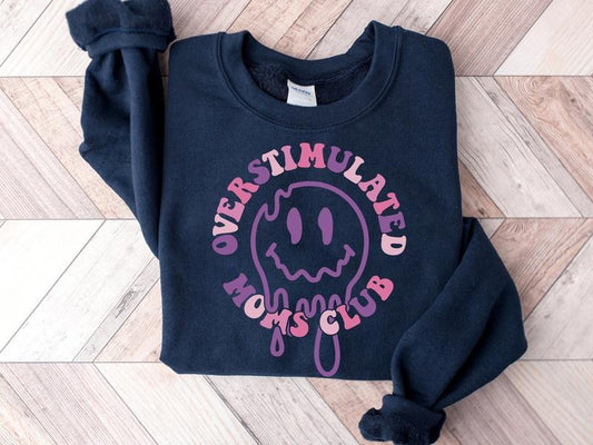 Overstimulated Moms Club Shirt Cute Retro Shirt For Moms Funny Mom T-shirt Gift For Mom Mothers Day Trendy Shirt Mom Birthday Gifts TK43GN