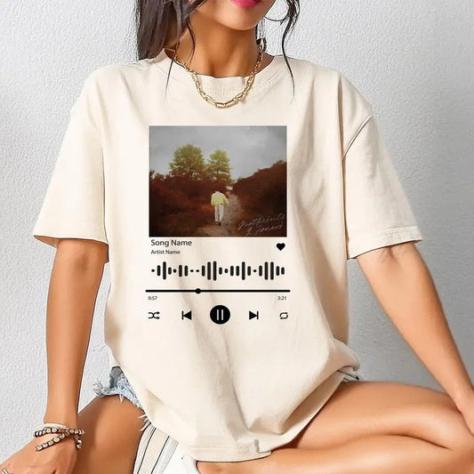 [*PLEASE MESSAGE US] Custom Song Name Shirt And Photo Shirt, Custom Artist Name Tees, Favorite Song Tee, Custom Song Name Shirt, Music Player Gift