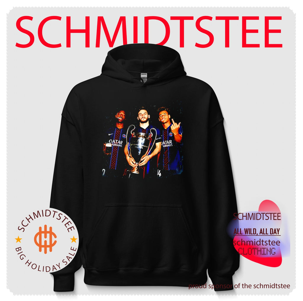 PSG Khvicha Kvaratskhelia and Ousmane Dembele and Desire Doue trophy shirt