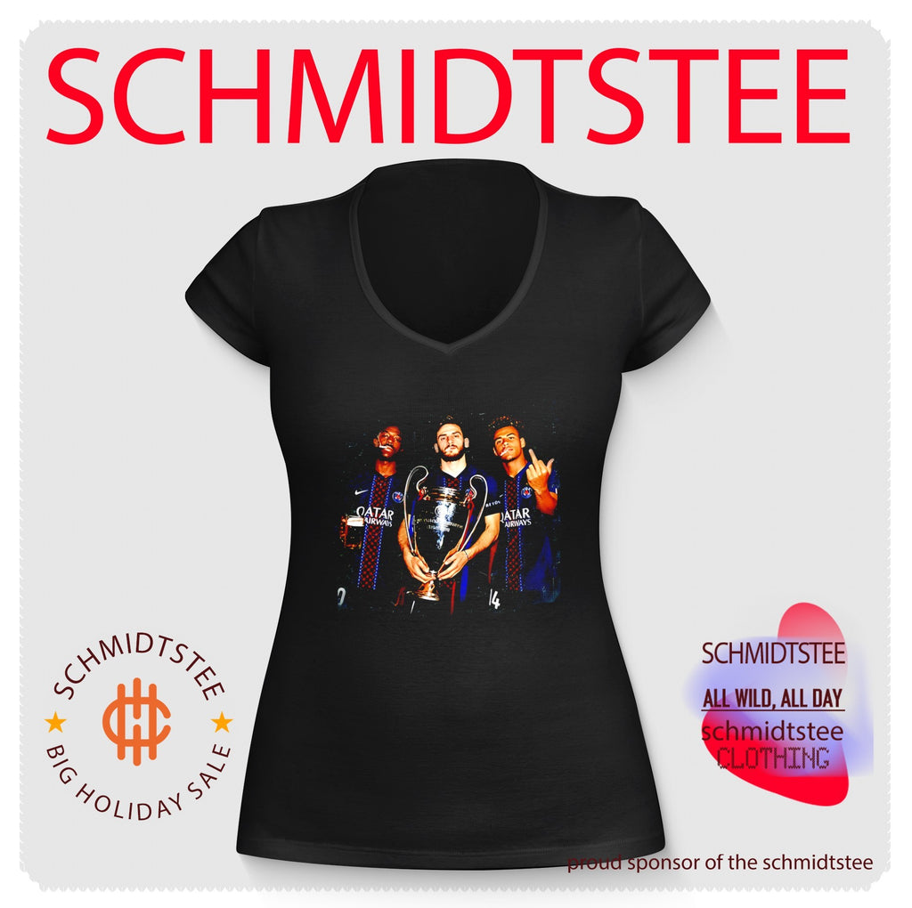PSG Khvicha Kvaratskhelia and Ousmane Dembele and Desire Doue trophy shirt