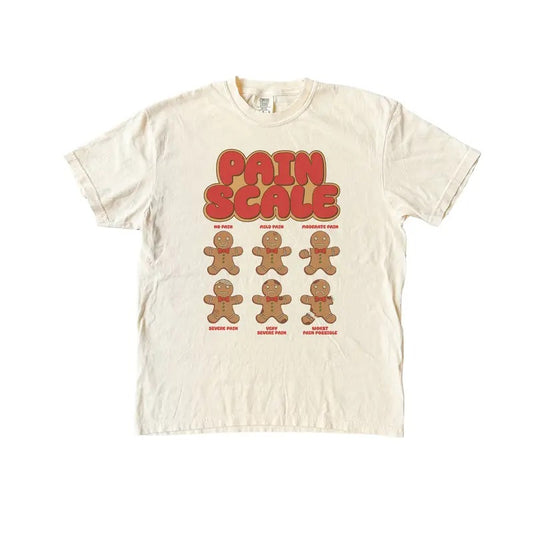 Pain Scale Gingerbread TShirt, Funny Christmas Holiday Shirt, Comfort Colors T-Shirt