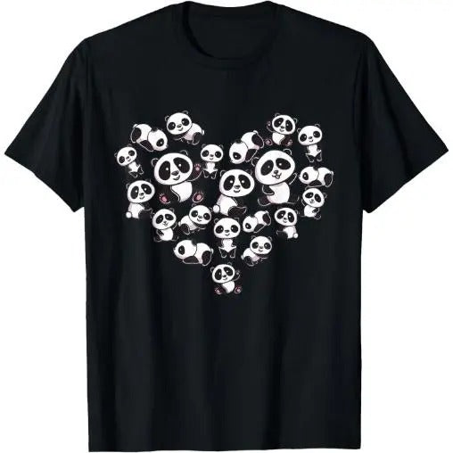Panda Shirt Cute Panda Tshirt Panda Bear Lover Heart Gifts T-Shirt Made in USA