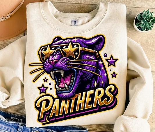 Panthers Png,  Design, Mascot Png, Gold Purple Panther Png, Sport Png, Game Day Png, T-Shirt Design, Instant  Png, DTF Menswear Top