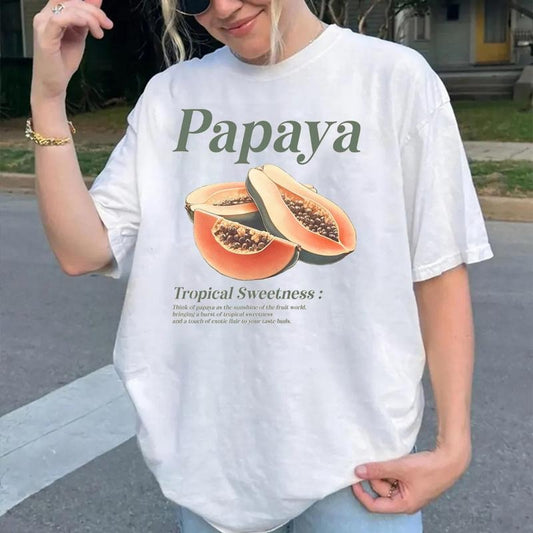 Papaya T-Shirt, Graphic Fruit Shirt, Boho Shirt Fruit Tee Trendy Style Gift
