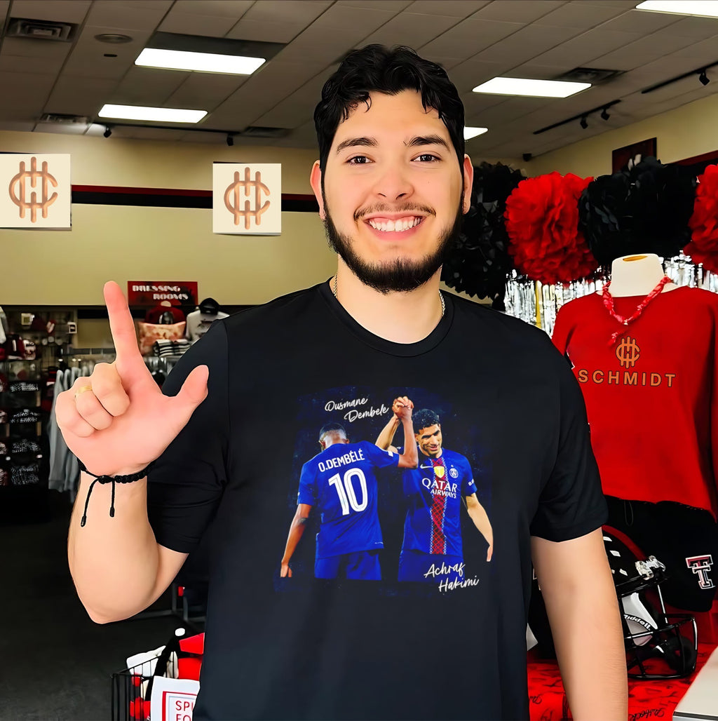 Paris Saint-Germain Achraf Hakimi and Ousmane Dembele illustration shirt