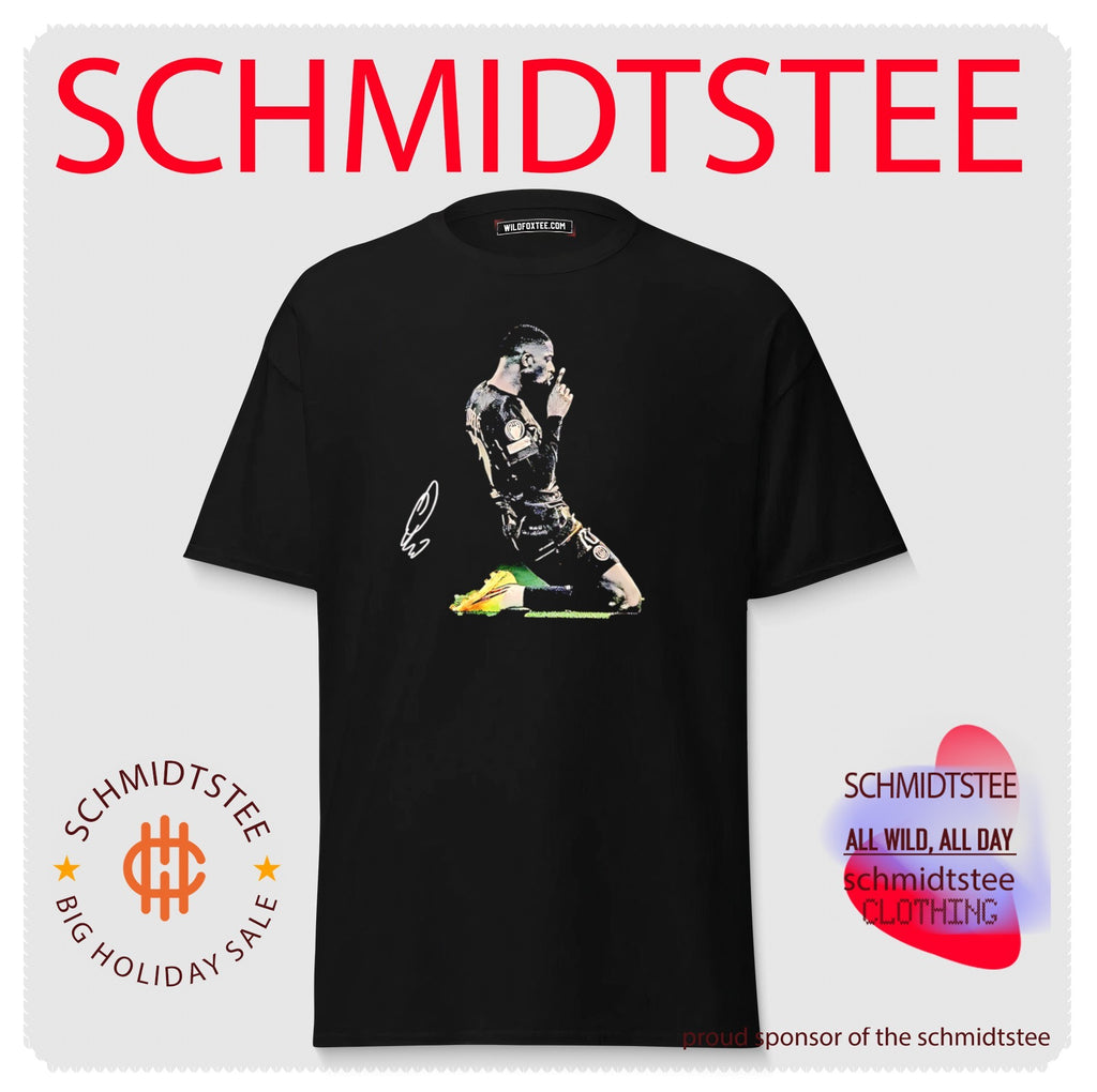 Paris Saint-Germain Ousmane Dembele celebrating on one knee illustration shirt