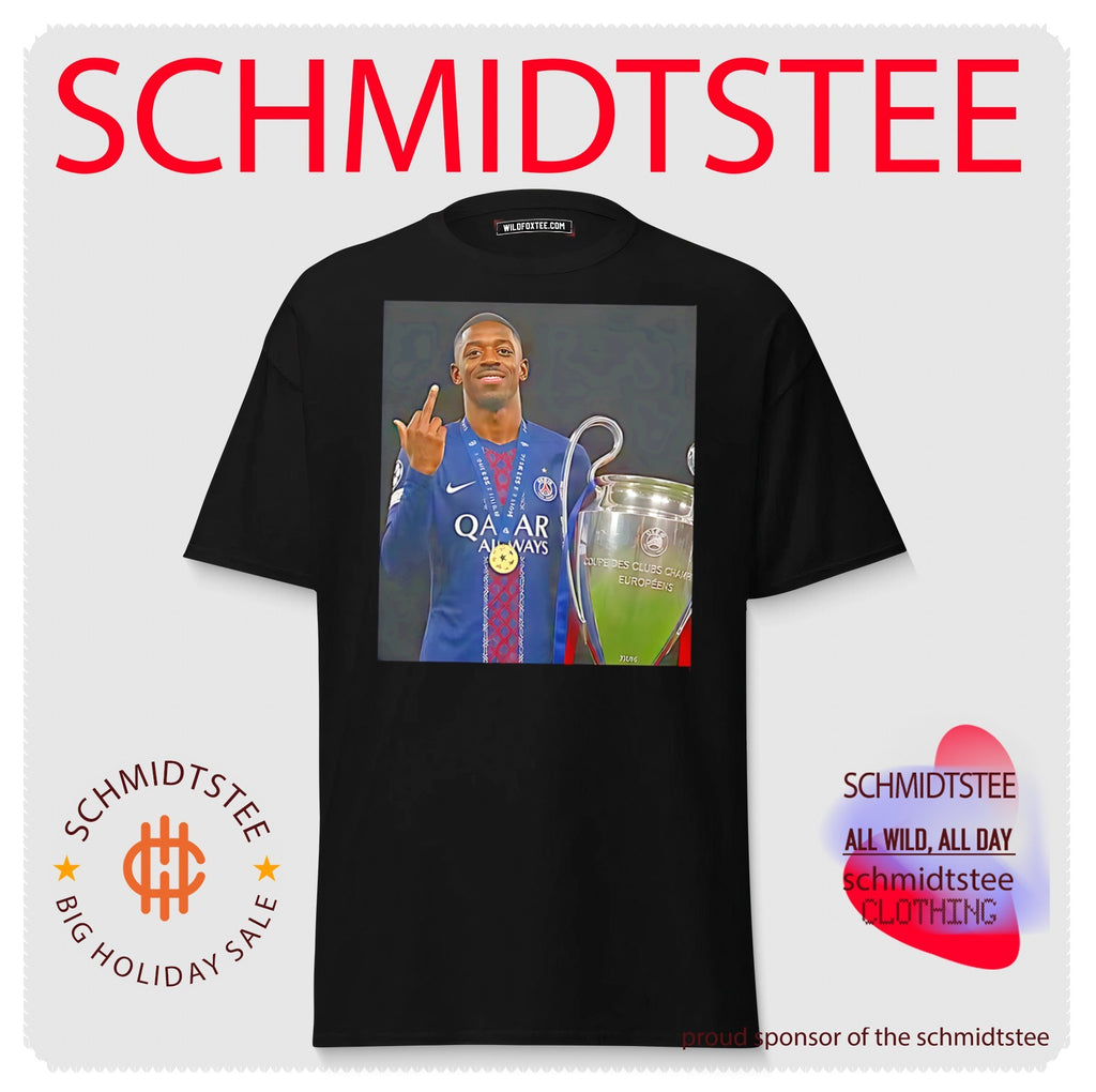 Paris Saint-Germain Ousmane Dembele middle finger trophy shirt