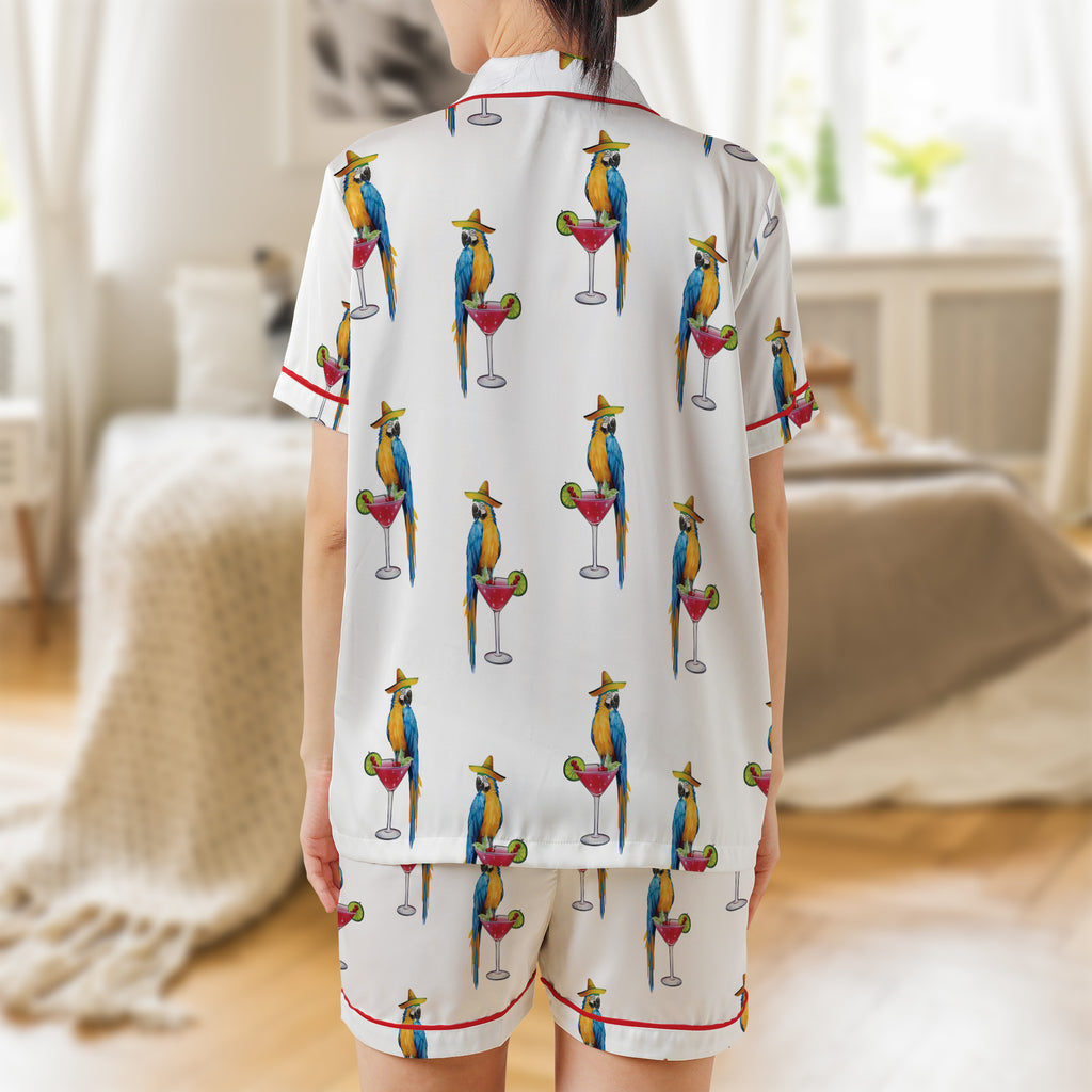 Parrot Margarita Silky Satin Pajama Set For Women