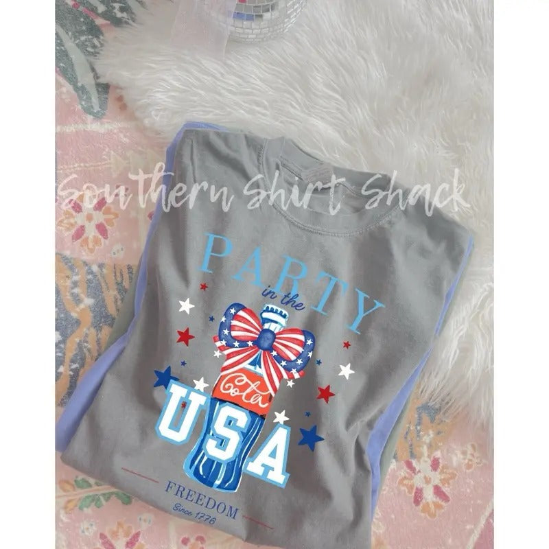 Party in the USA Cola T shirt  | granite comfort colors t shirt