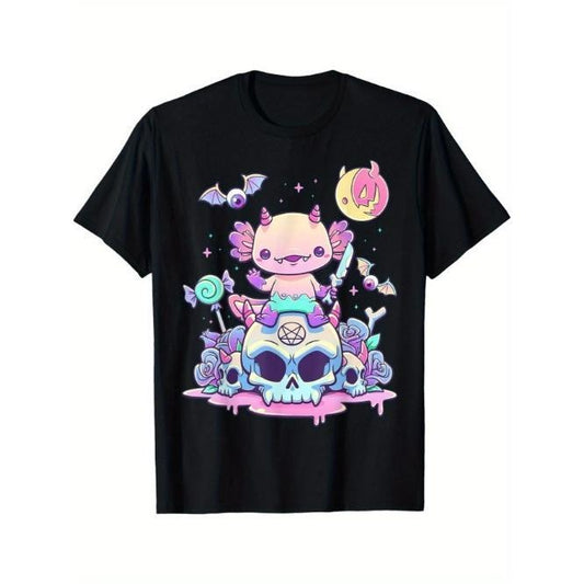 Pastel Goth Axolotl Creepy Gothic Kawaii Anime Aesthetic T-Shirt Made in USA