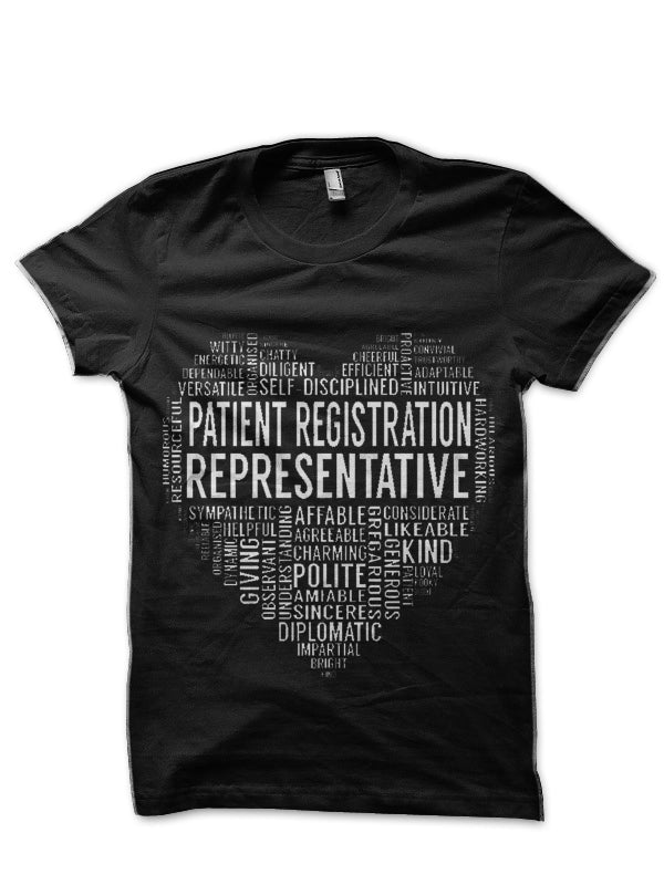Patient Registration Representative Heart Black T-Shirt Hoodie, Sweatshirt | CoreVibeTees.com