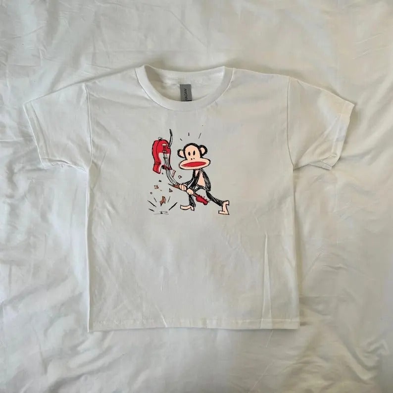 Paul Frank Smashing Guitar Baby Tee, Rock Band, Y2K Clothing, Pinterest ,Vintage, Retro, Vintage, Julius Monkey, Music Lover