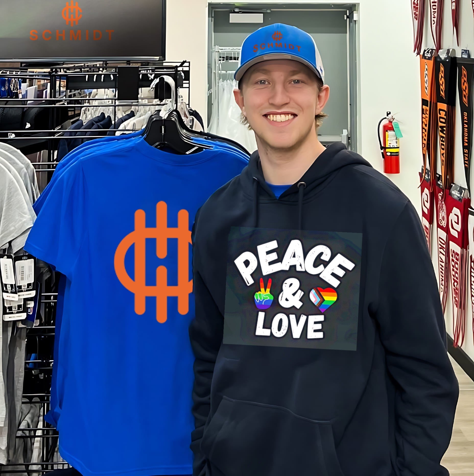Peace and love with pride V sign hand and heart shirt