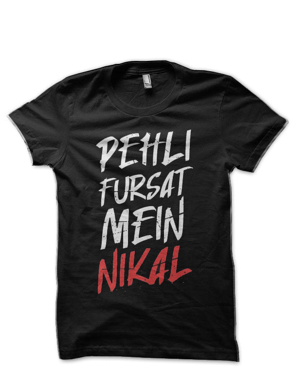 Pehli Fursat Mein Nikal Hinglish Print Black T-Shirt Hoodie, Sweatshirt | CoreVibeTees.com