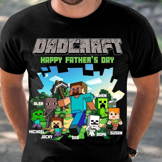 Personalized DadCraft Shirt, Funny Dad Sweatshirt, Chicken Gaming Tee, Happy Father's Day Shirt, Trending Game Unisex Tee