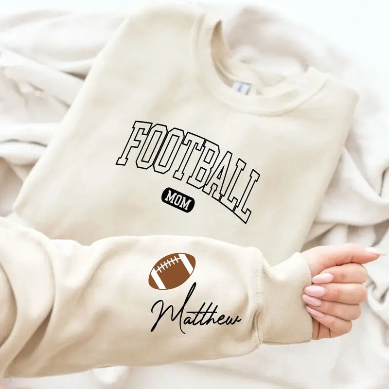 Personalized Football Mom Sweatshirt with Player's Custom Name, Football Mama Hoodie, Football Mom Hoodie with Son's Name...