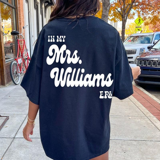Personalized Mrs Shirt, In My Mrs. Era #1, Retro Custom Bride Shirt, Honeymoon Tee, Bachelorette Gift Shirts, Trendy Wife Shirt