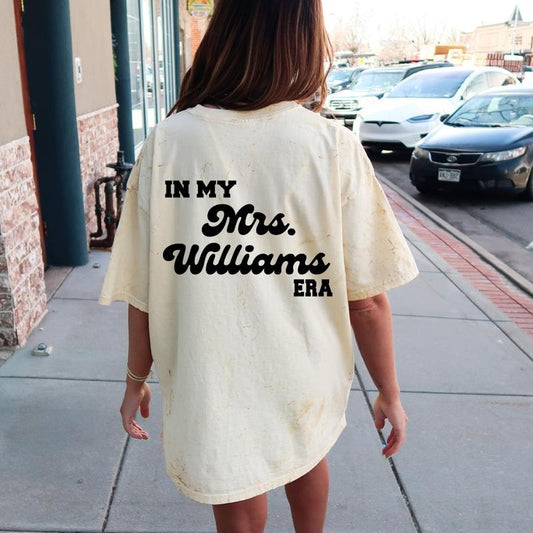Personalized Mrs Shirt, In My Mrs. Era #2, Retro Custom Bride Shirt, Honeymoon Tee, Bachelorette Gift Shirts, Trendy Wife Shirt Comfort Cotton