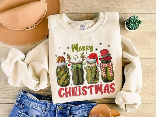Pickle Merry Christmas Sweatshirt, Christmas Pickle Sweatshirt, Happy New Year Sweatshirt, Merry Christmas Sweater